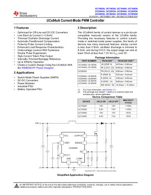 UC3845A datasheet cover page