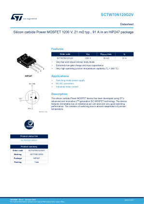 SCTW70N120G2V 数据手册首页