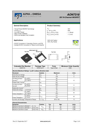AON7318 datasheet cover page
