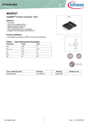 IPT063N15N5 datasheet cover page