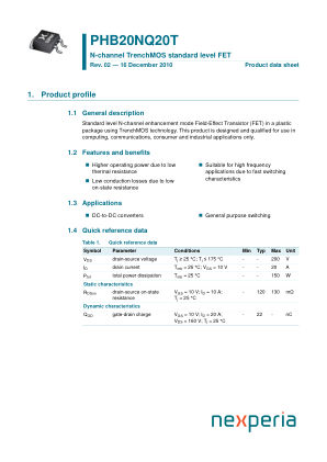 PHB20NQ20T118 datasheet cover page