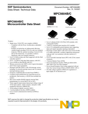 MPC5604BC 数据手册首页