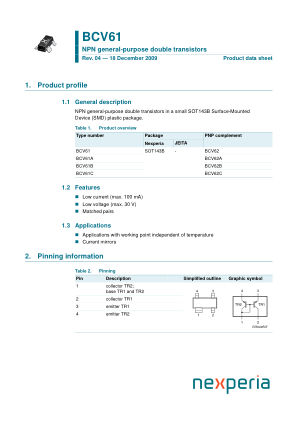 BCV61A datasheet cover page