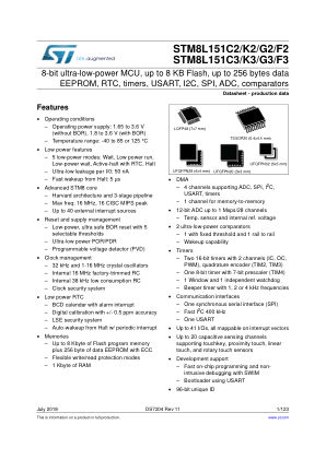 STM8L151C2 数据手册首页