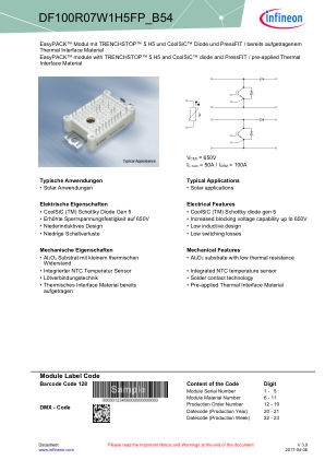 DF100R07W1H5FP-B54 datasheet cover page