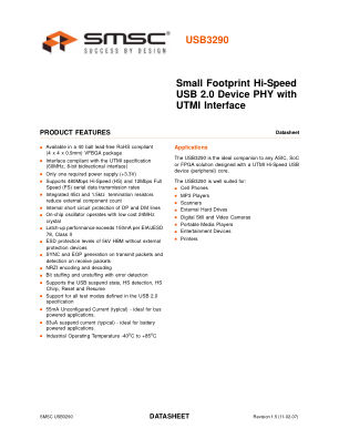 USB3290-FH-TR 数据手册首页