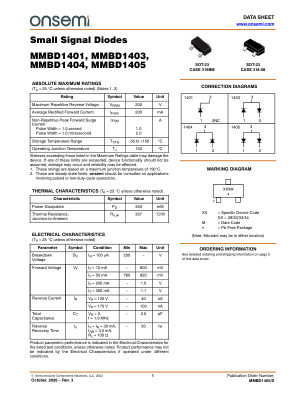 MMBD1405 datasheet cover page