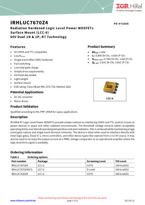IRHLUC7670Z4 datasheet cover page