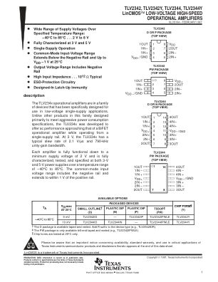 TLV2344 datasheet cover page