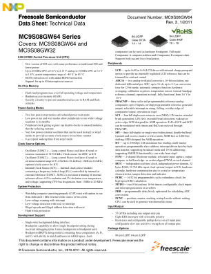MC9S08GW64 datasheet cover page
