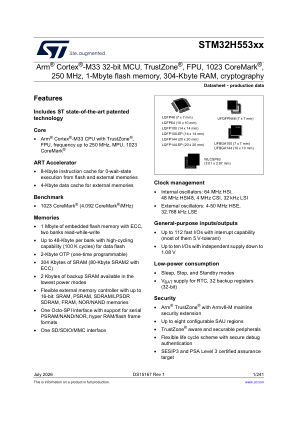 STM32H553CG datasheet cover page