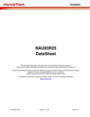 NAU83R25 数据手册首页