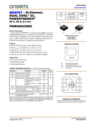 FDMC86520DC datasheet cover page