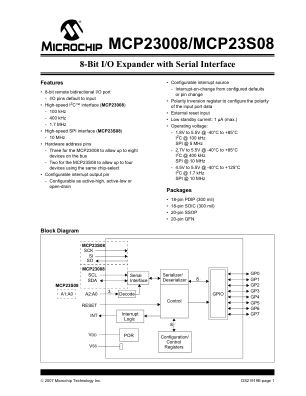 MCP23008-MCP23S08 数据手册首页
