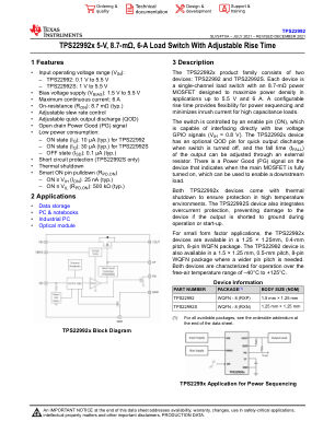 TPS22992 datasheet cover page
