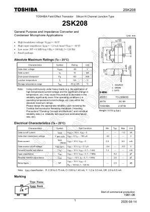 2SK208 datasheet cover page