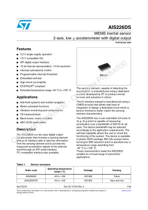 AIS226DS 数据手册首页