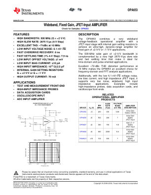 OPA653 数据手册首页