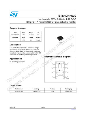 STS4DNFS30 datasheet cover page
