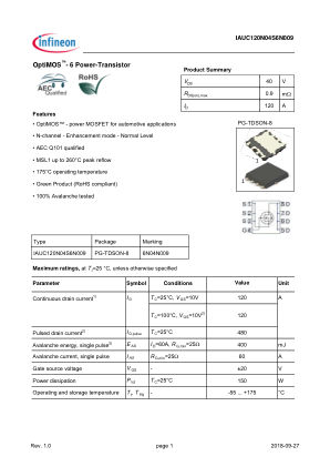 IAUC120N04S6N009 datasheet cover page