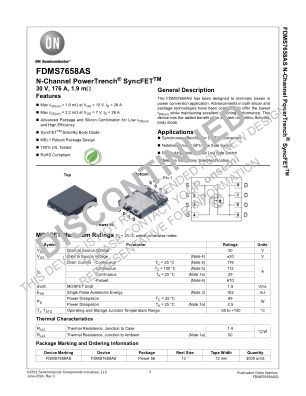 FDMS7658AS datasheet cover page