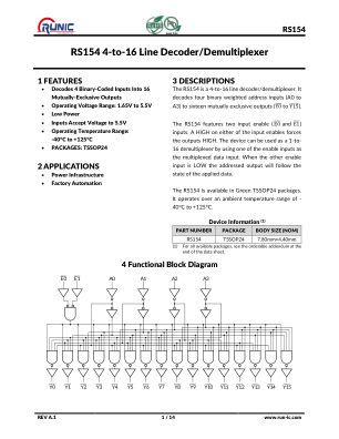 RS154 datasheet cover page