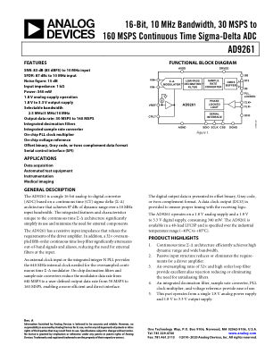 AD9261 数据手册首页
