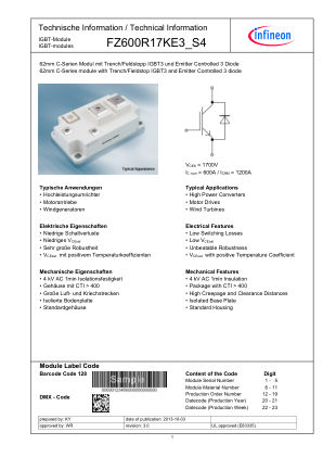 FZ600R17KE3-S4 datasheet cover page