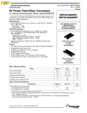 MRF6S18060N datasheet cover page