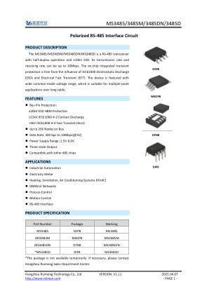 MS3485 datasheet cover page