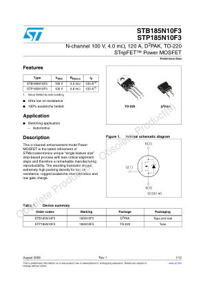 STP185N10F3 数据手册首页
