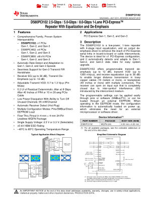 DS80PCI102 datasheet cover page