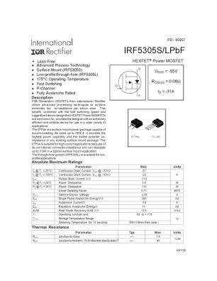 IRF5305S 数据手册首页