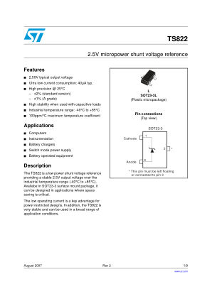 TS822 datasheet cover page