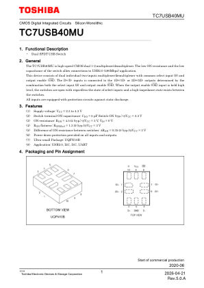 TC7USB40MU 数据手册首页