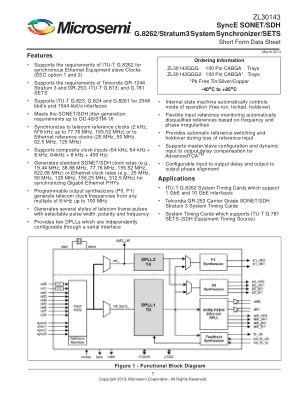ZL30143GGG2 数据手册首页