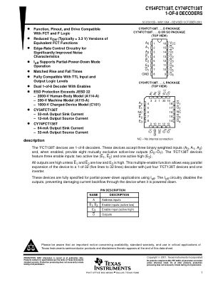CY74FCT138T 数据手册首页