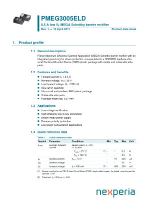 PMEG3005ELD 数据手册首页