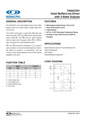 74AHC541 datasheet cover page