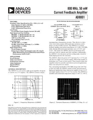 AD8001 数据手册首页