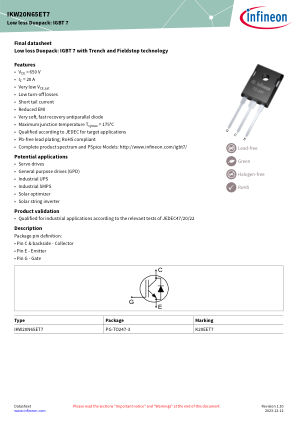 IKW20N65ET7 datasheet cover page