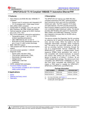 DP83TC812S-Q1 datasheet cover page