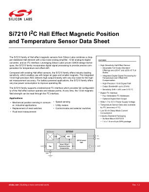 SI7210-B-13-IM2 数据手册首页