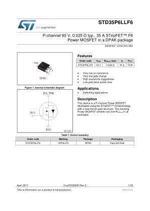 STD35P6LLF6 datasheet cover page