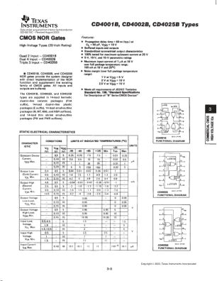 CD4025B-MIL 数据手册首页