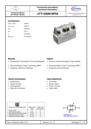 STT1400N16P55 datasheet cover page