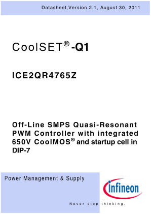 ICE2QR4765Z 数据手册首页