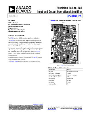 OP284CHIPS datasheet cover page