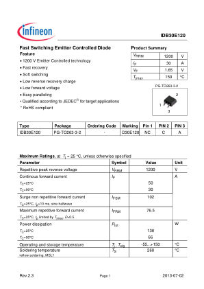 IDB30E120 datasheet cover page