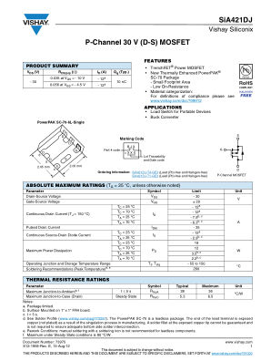 SIA421DJ datasheet cover page